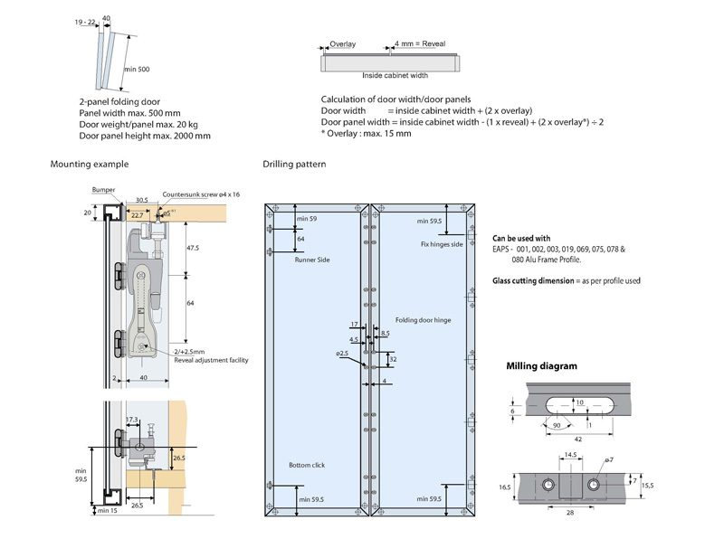 ENOX Wardrobe Sliding Fitting ESLD 057 ENOX